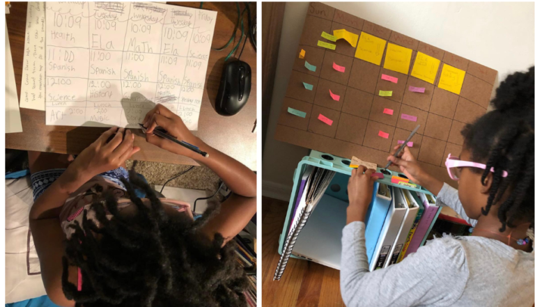A child learning by creating their own schedule.